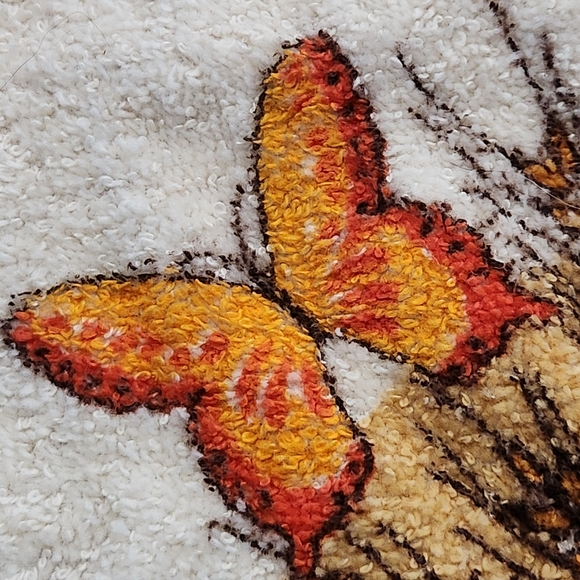 Vtg Cannon USA "wheat" and butterflies kitchen bath hand towel 70s hippie earthy - Picture 6 of 9